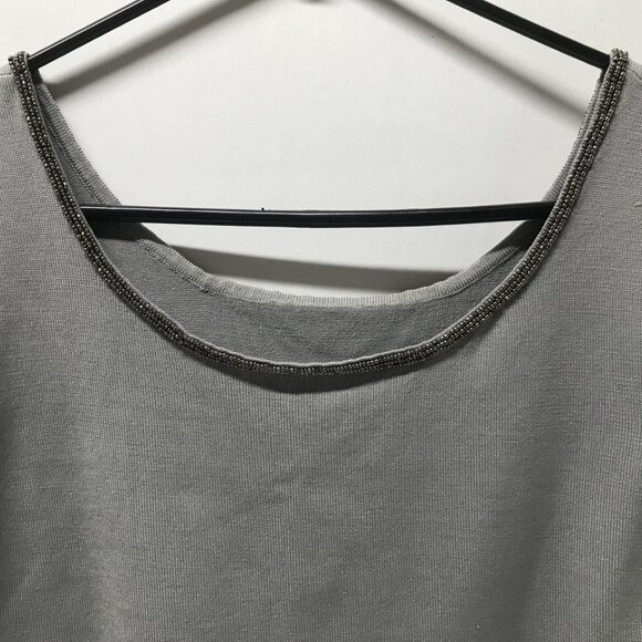 Talbots Petites Gray Beaded Silk Blend Twinset - Picture 11 of 16